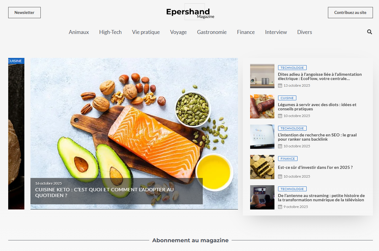 photo de la page d'acceuil d'Epershand Magazine avis